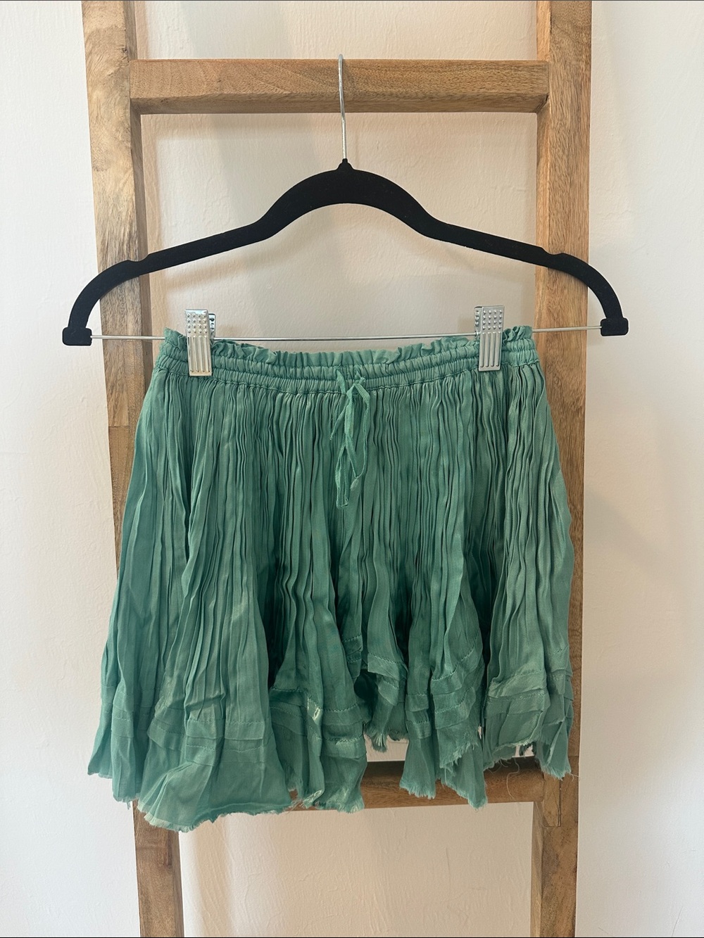 Free People Teal Pleated Mini Skirt